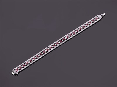 Lot 387 - Diamond and Ruby Bracelet