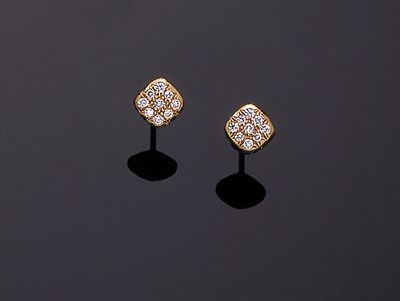 Lot 194 - Pair of Angela Cummings 18 kt. Yellow Gold and Diamond Minicushion Earrings