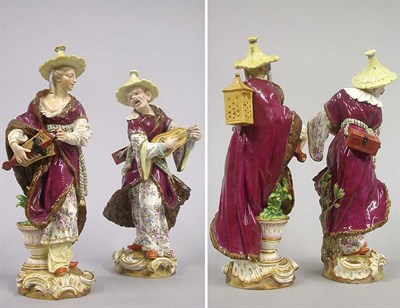 Lot 297 - Pair of Meissen Porcelain Malabar Figures Each...