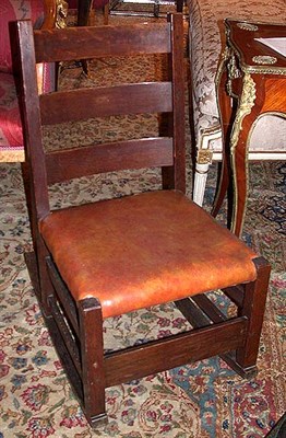 Lot 763 - Arts and Crafts Oak Rocking Chair Gustav Stickley