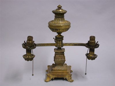 Lot 226 - Gilt-Bronze Two-Light Argand Lamp Retailed by...