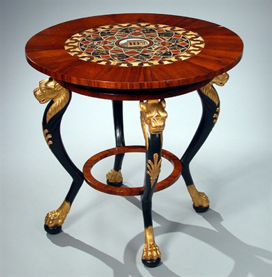 Lot 154 - Neoclassical Rosewood Mosaic and Marble...
