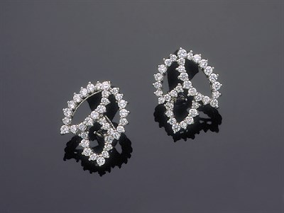 Lot 225 - Pair of Angela Cummings Platinum and Diamond Infinity Earrings