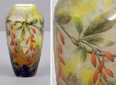 Lot 847 - Daum Enameled Glass Cameo Vase Decorated with...