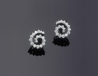 Lot 224 - Pair of Angela Cummings Platinum and Diamond Seahorse Round Earrings