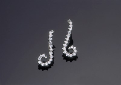 Lot 222 - Pair of Angela Cummings Platinum and Diamond Seahorse Dangle Earrings