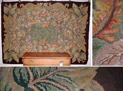 Lot 305 - Hooked Rug With allover foliate pattern, in...