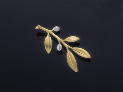 Lot 217 - Angela Cummings Platinum, 18 kt. Yellow Gold and Diamond Olivia Brooch
