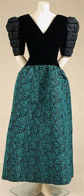 Lot 580 - Givenchy Couture Black Velvet and Jade Silk Taffeta Evening Dress
