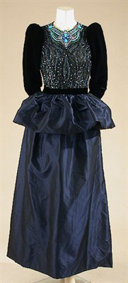 Lot 578 - Givenchy Couture Beaded Navy Taffeta Evening Dress