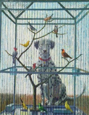 Lot 84 - Vicente Viudes Spanish, 1916-1984 BIRDCAGE...