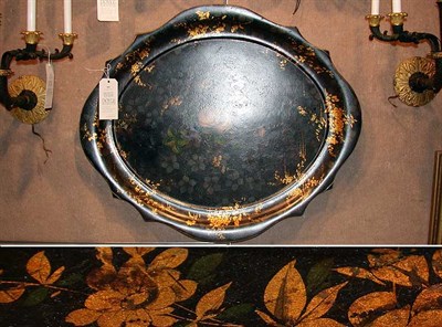 Lot 368 - Victorian Papier Mache Black Lacquered Gilt...