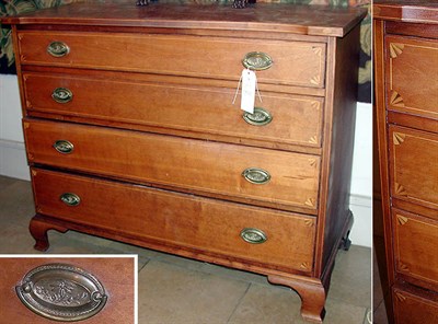 Lot 208 - Chippendale Inlaid Cherry Chest of Drawers...