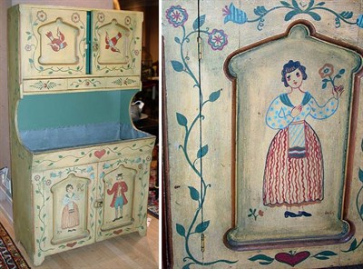 Lot 221 - Painted Pine Dry Sink With two cabinet doors...