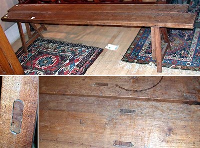 Lot 183 - Pair of Plank Wood Benches Length 7 feet 6...