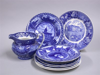 Lot 123 - Group of Eight English Blue and White Pottery...