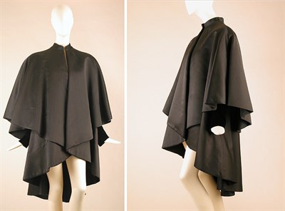 Lot 470 - Charles James Charcoal Gray Peau de Soie Cape Coat