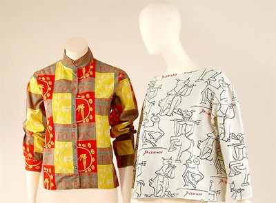 Lot 505 - Two White Stag Picasso Print Cotton Shirts