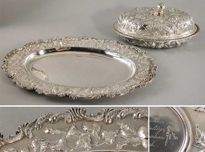 Lot 241 - Sterling Silver Covered Dish and Serving Tray...