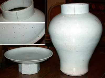 Lot 346 - Two Korean White Glazed Porcelain Items Choson...