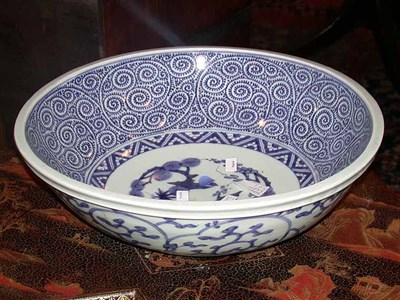 Lot 348 - Japanese Blue and White Glazed Porcelain Bowl...
