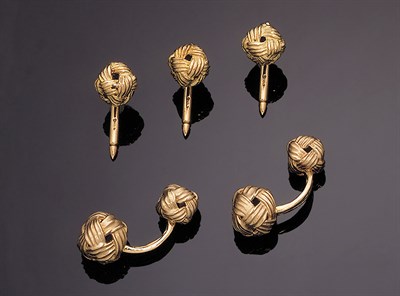 Lot 213 - Angela Cummings 18 kt. Yellow Gold Papyrus Cufflink and Stud Set