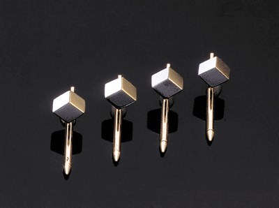 Lot 209 - Angela Cummings 18 kt. Yellow Gold, Mother-of-Pearl and Black Jade Trompe L'Oeil Stud Set