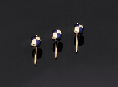 Lot 208 - Angela Cummings 18 kt. Yellow Gold and Lapis Lazuli Curved Check Stud Set