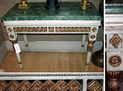 Lot 241 - Pair of Neoclassical Style Marble Top Painted...