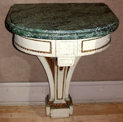 Lot 335 - Pair of Neoclassical Style Marble Top Painted...
