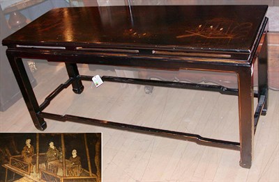 Lot 143 - Chinese Black Lacquered Chinoiserie Decorated...