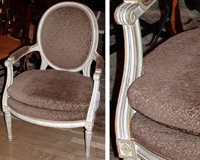 Lot 366 - Pair of Louis XVI Style Cream Painted...