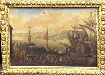 Lot 93 - Italian School 17th Century BUSTLING HARBOR...