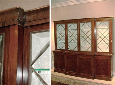Lot 232 - George III Style Mahogany Breakfront Bookcase