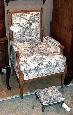 Lot 181 - Louis XVI Style Upholstered Beechwood Fauteuil...