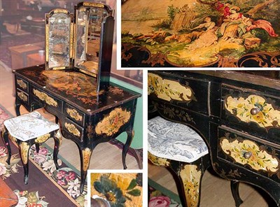 Lot 324 - Georgian Style Black Painted Dressing Table...
