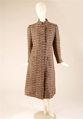 Lot 791 - Bill Blass Brown Chevron Tweed Coat