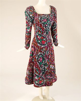 Lot 794 - Pauline Trigere Print and Rhinestone Dress