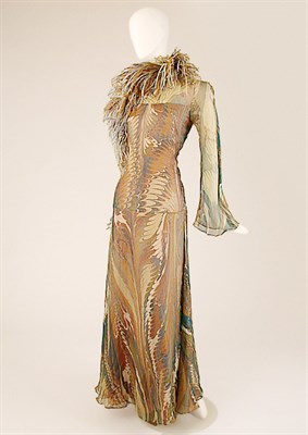 Lot 799 - Anna Beltrao Feather Print Dress and Boa