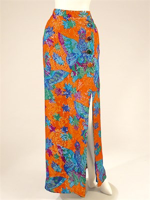 Lot 790 - Yves Saint Laurent Floral Metallic Evening Skirt