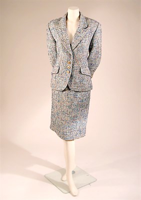 Lot 582 - Hermes Blue Wool Tweed Suit