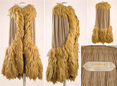 Lot 462 - Chanel Beige Georgette and Tiered Feather Manteau