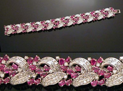 Lot 443 - Ruby and Diamond Bracelet