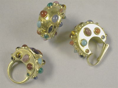 Lot 320 - Multicolored Stone Ring and Earring Set