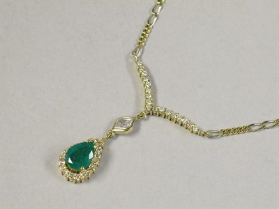 Lot 556 - Emerald and Diamond Pendant and Chain