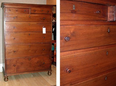 Lot 227 - Chippendale Walnut Tall Chest of Drawers...