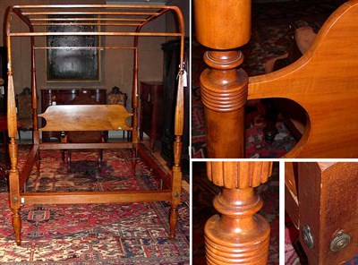 Lot 145 - Federal Maple Four-Post Canopy Bed With turned...