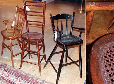 Lot 260 - Group of Three Wood Child's Highchairs One...