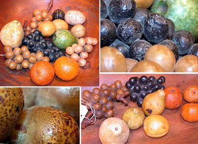 Lot 164 - Group of Painted Stone Fruit Including grapes,...