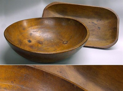 Lot 277 - Turned Wood Bowl and Trencher Lengths 18 and...